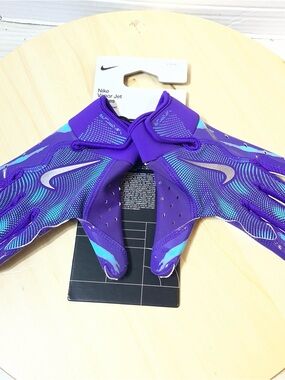 Nike Vapor Jet 8.0 Football Gloves Youth Small Purple/ Blue/Silver NWT!